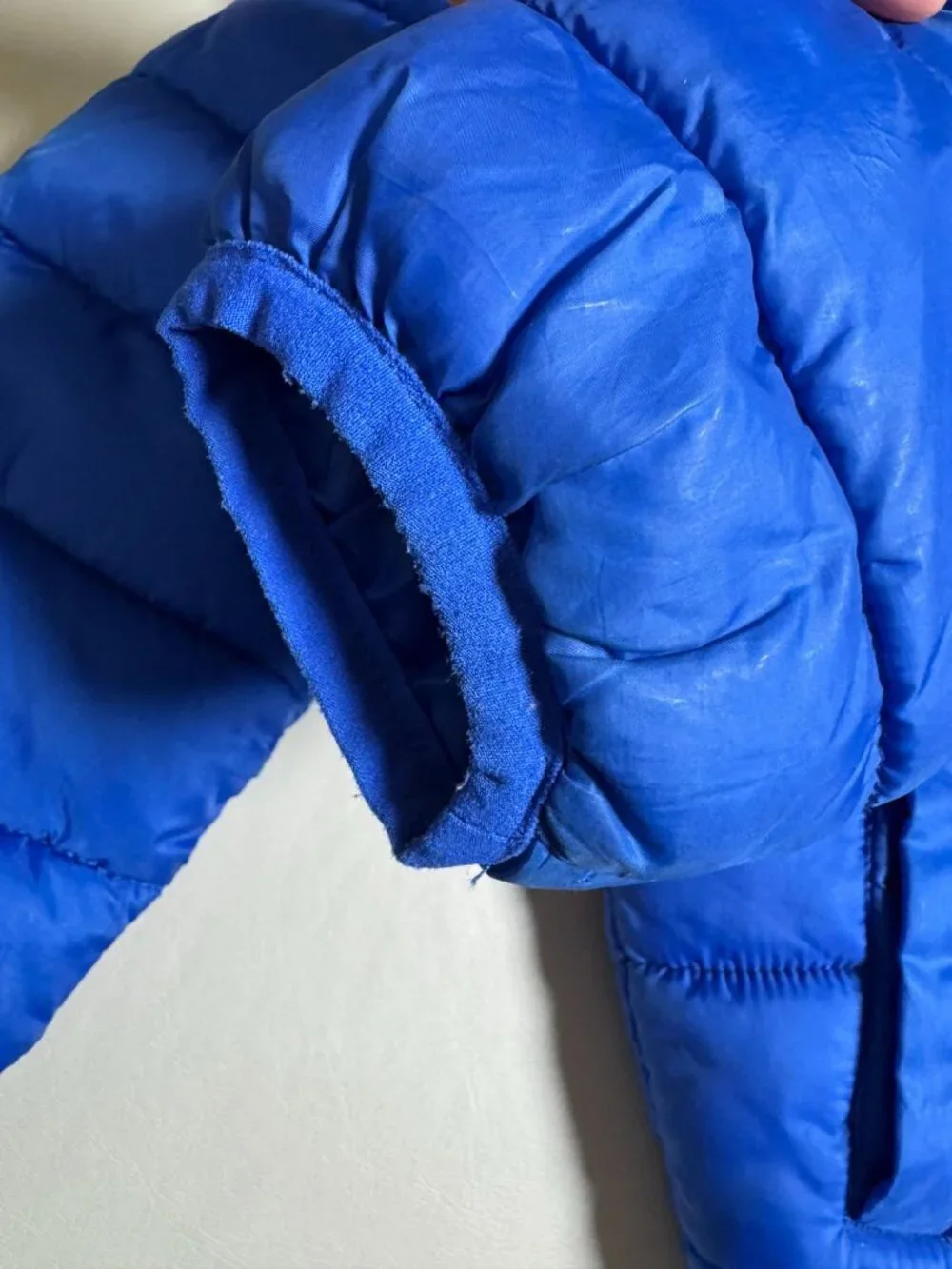 Nike Kid Blue Puffer Jacket Coat Smal 4-5T Fleece Lining Quilted Full Zip Winter